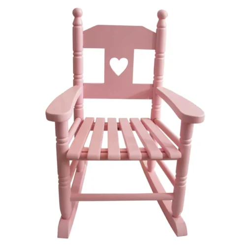Sedia a dondolo rosa in legno