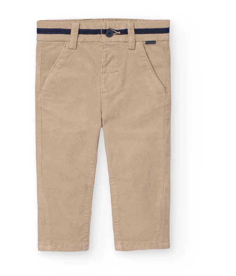 Pantaloni in microvelluto a coste per neonato beige