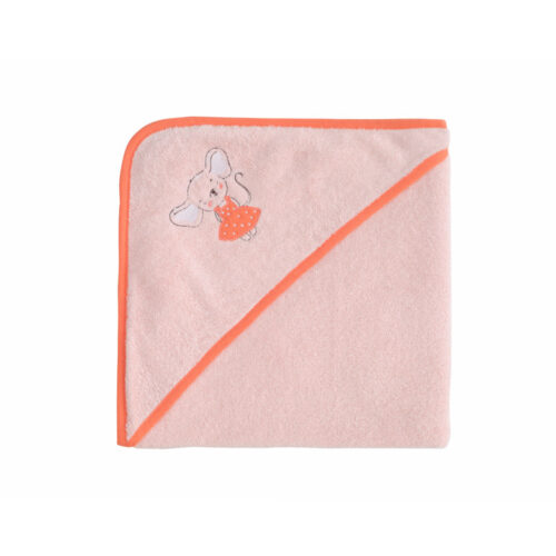 Accappatoio triangolo rosa con topino ricamato