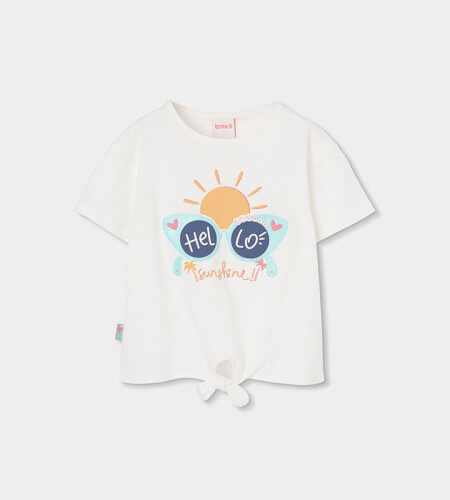 T-SHIRT bianca con stampa e nodo