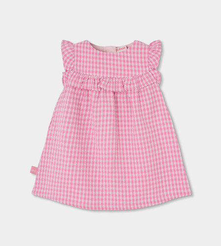 Vestitino popeline a quadri rosa